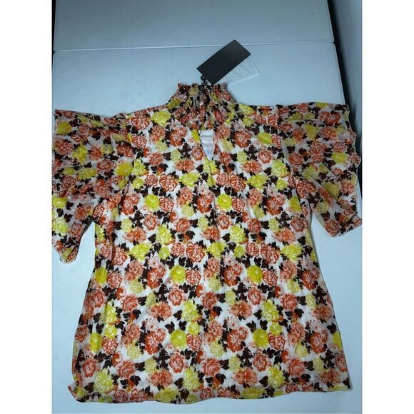 So It Is NWT Bohemian Turtleneck Romantic Floral Print White Yellow Top Size 2X - Picture 8 of 12